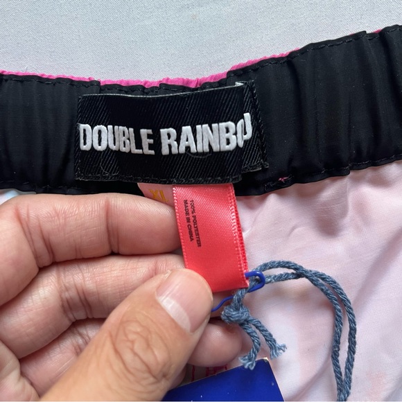 NWT DOUBLE RAINBOUU blue multicolor elastic palm tree Hawaiian beach swim trunks - Picture 6 of 6